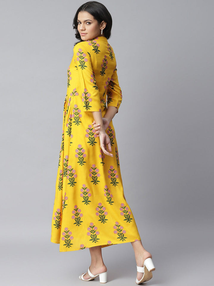 DRESS - Floral Print Rayon A-Line Kurta