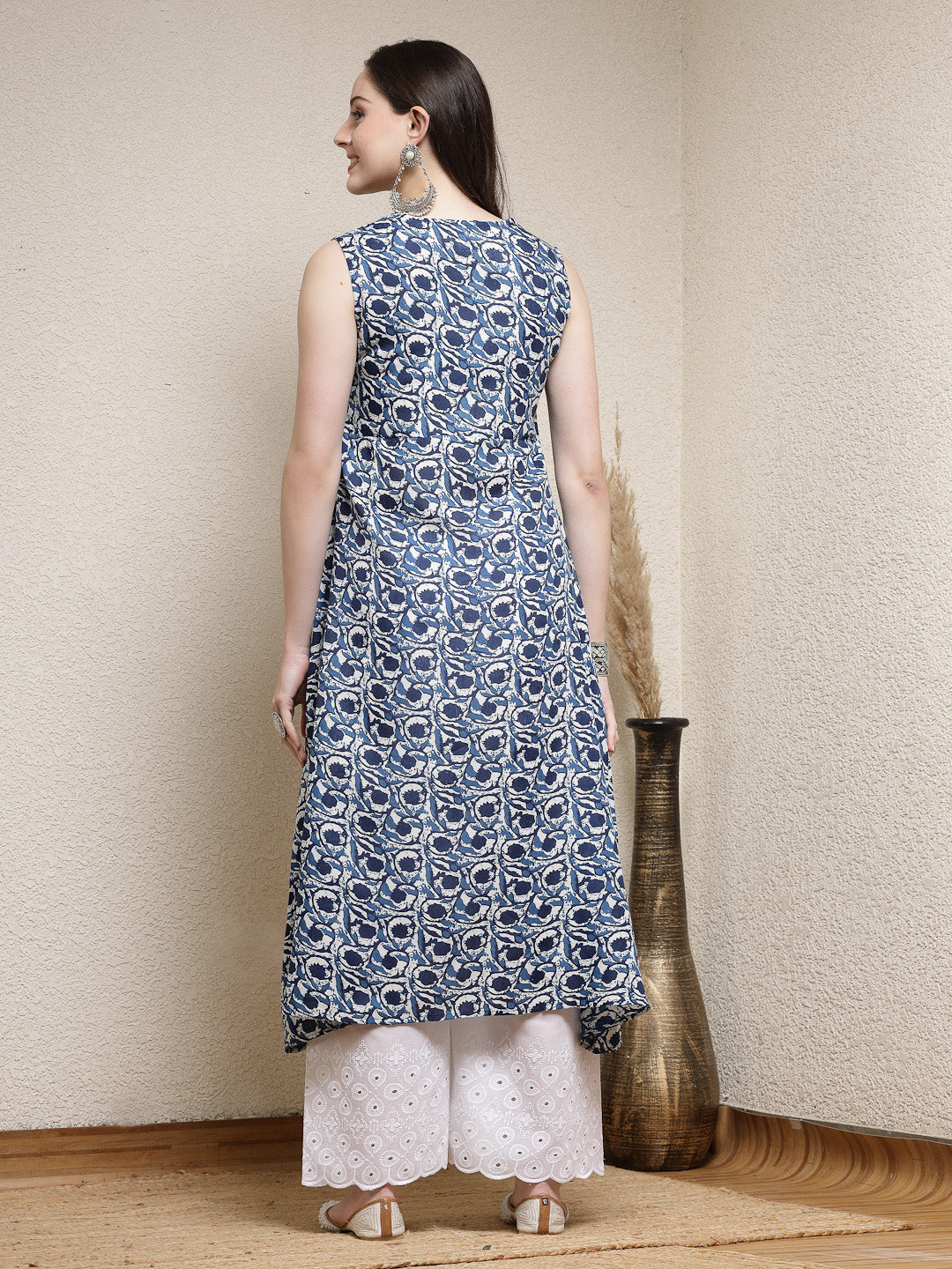 DRESS-Cotton Blend Sleeveless A-Line