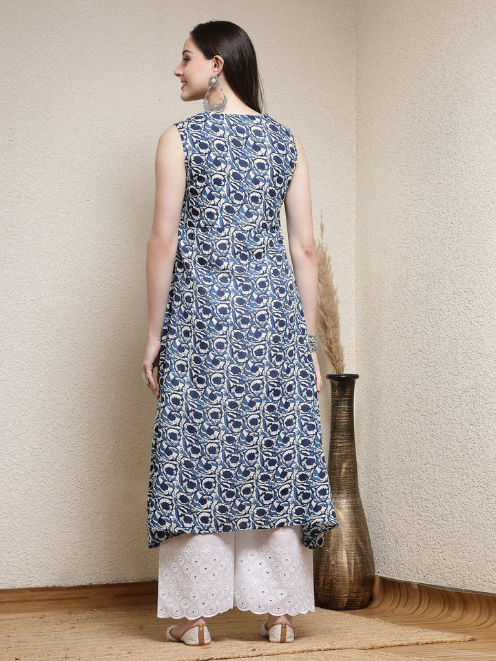 DRESS-Cotton Blend Sleeveless A-Line