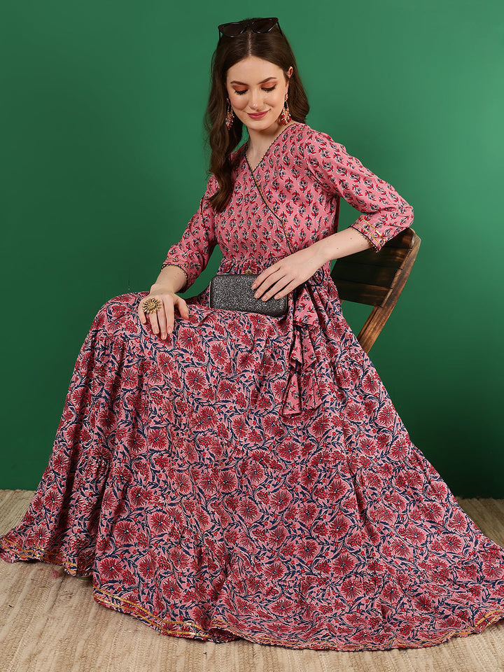 DRESS-Rayon Printed Ankle Length