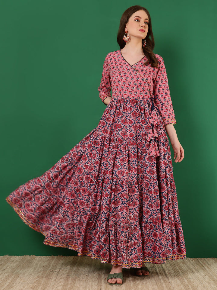 DRESS-Rayon Printed Ankle Length