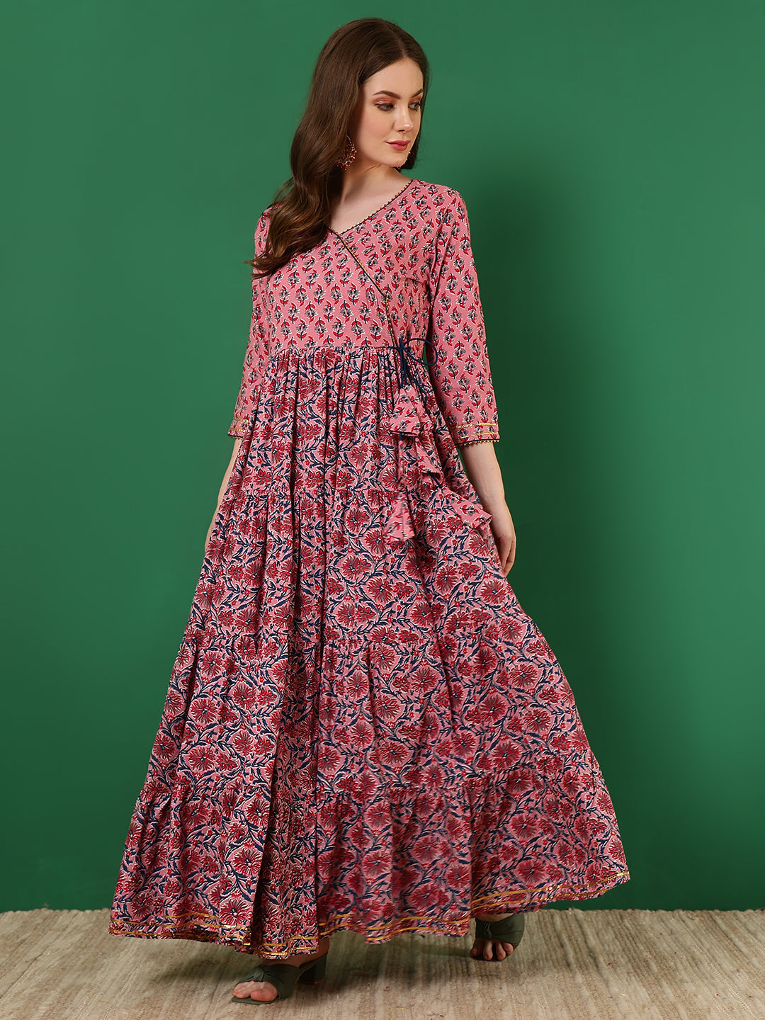DRESS-Rayon Printed Ankle Length
