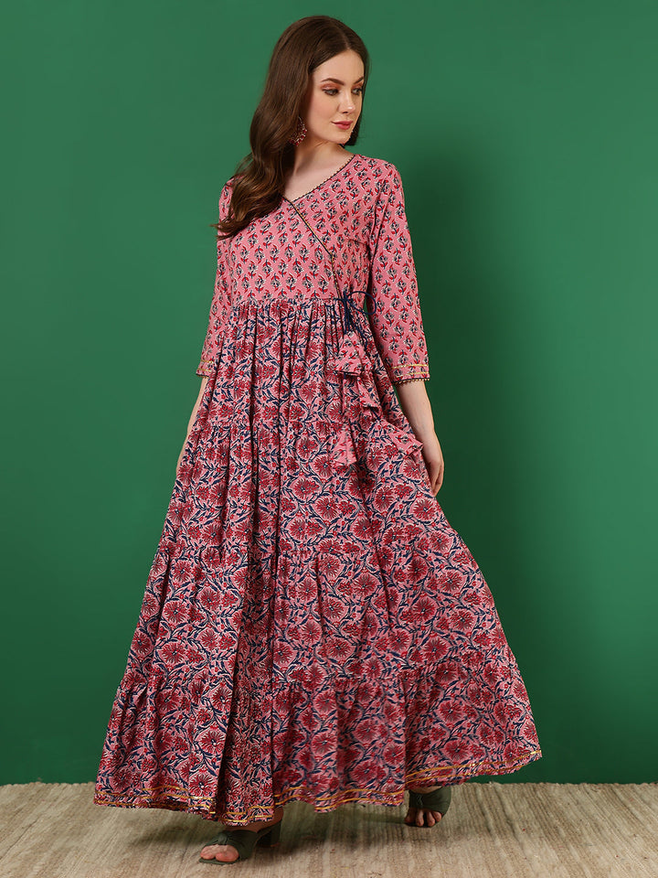 DRESS-Rayon Printed Ankle Length