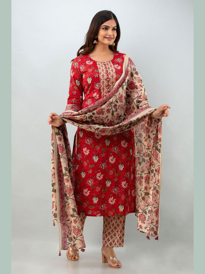 DUPATTA SET - Cotton Printed Straight Dupatta Set