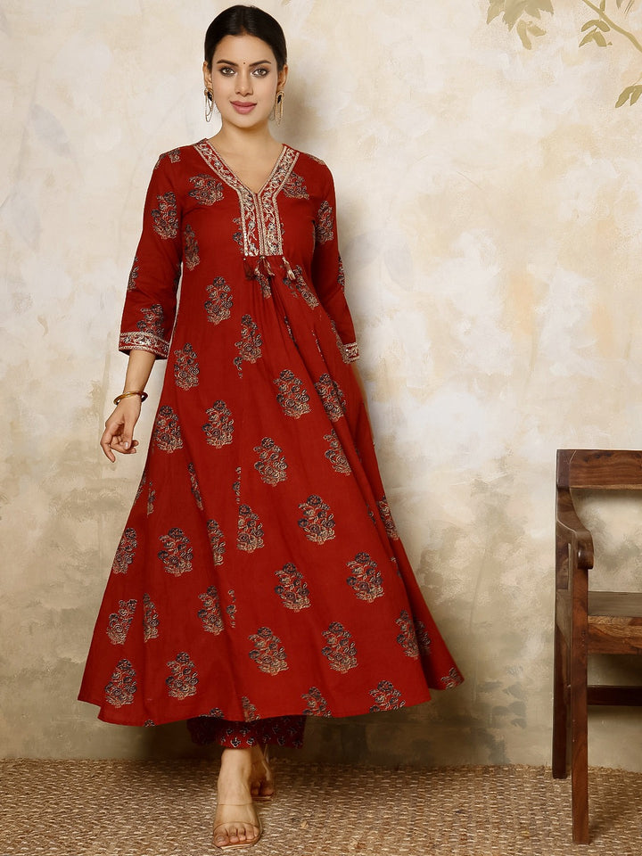 DUPATTA SET-Cotton Printed Flared