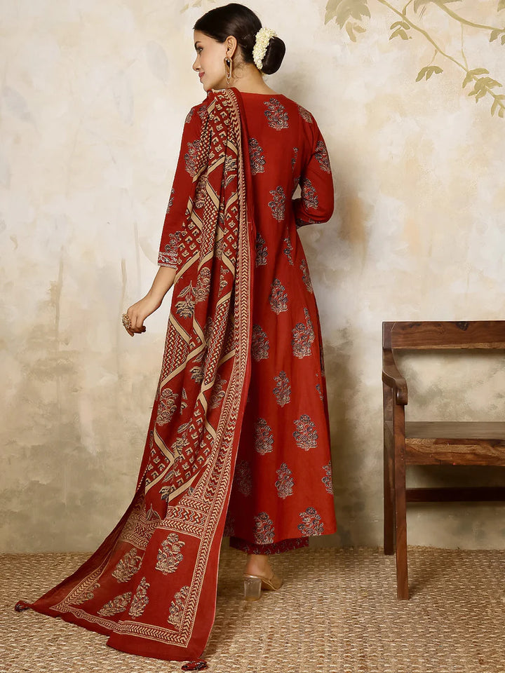 DUPATTA SET-Cotton Printed Flared