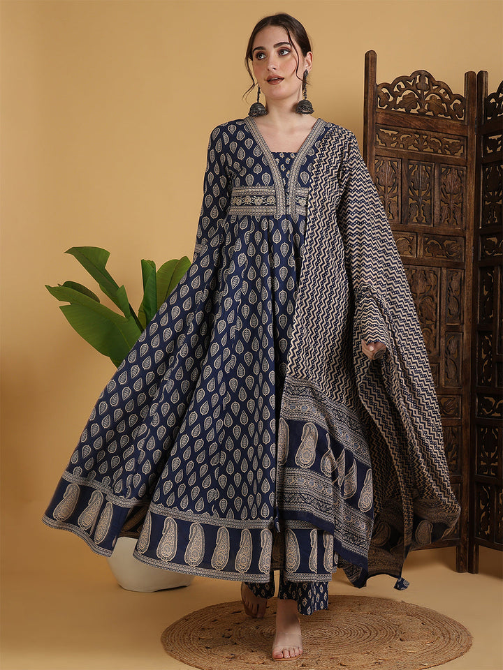 DUPATTA SET-Flared Pure Cotton