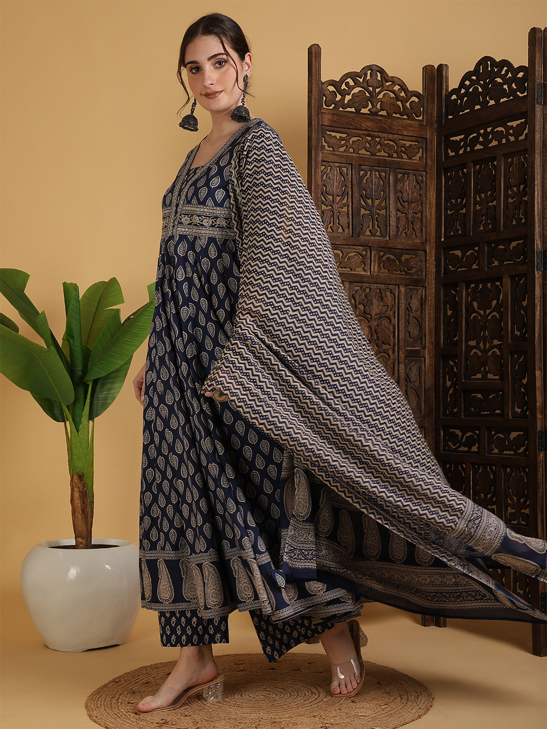 DUPATTA SET-Flared Pure Cotton