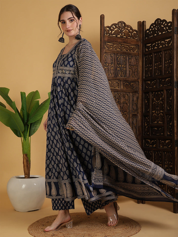 DUPATTA SET-Flared Pure Cotton
