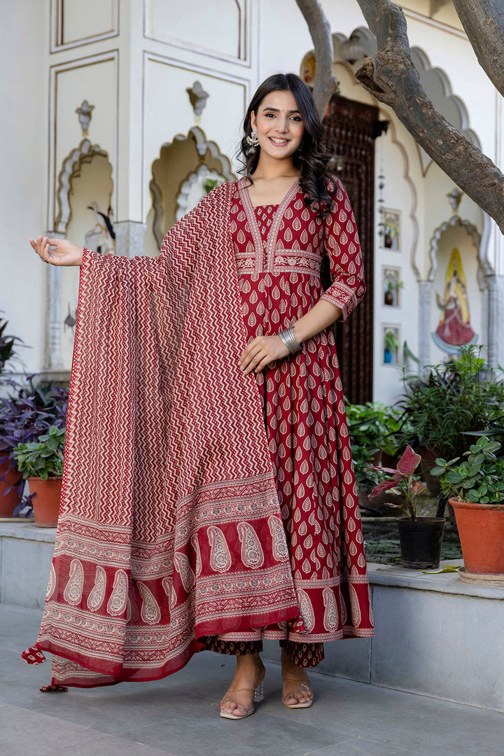 DUPATTA SET-Flared Pure Cotton