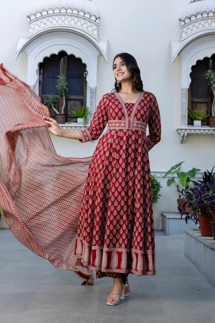 DUPATTA SET-Flared Pure Cotton