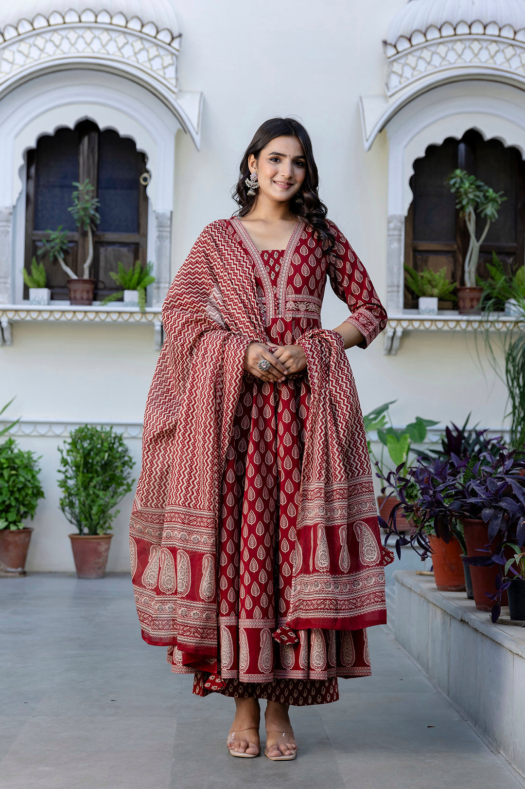 DUPATTA SET-Flared Pure Cotton
