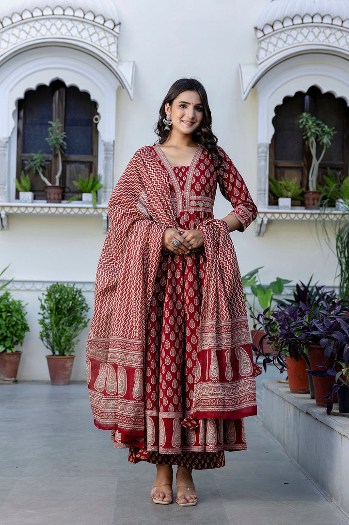 DUPATTA SET-Flared Pure Cotton