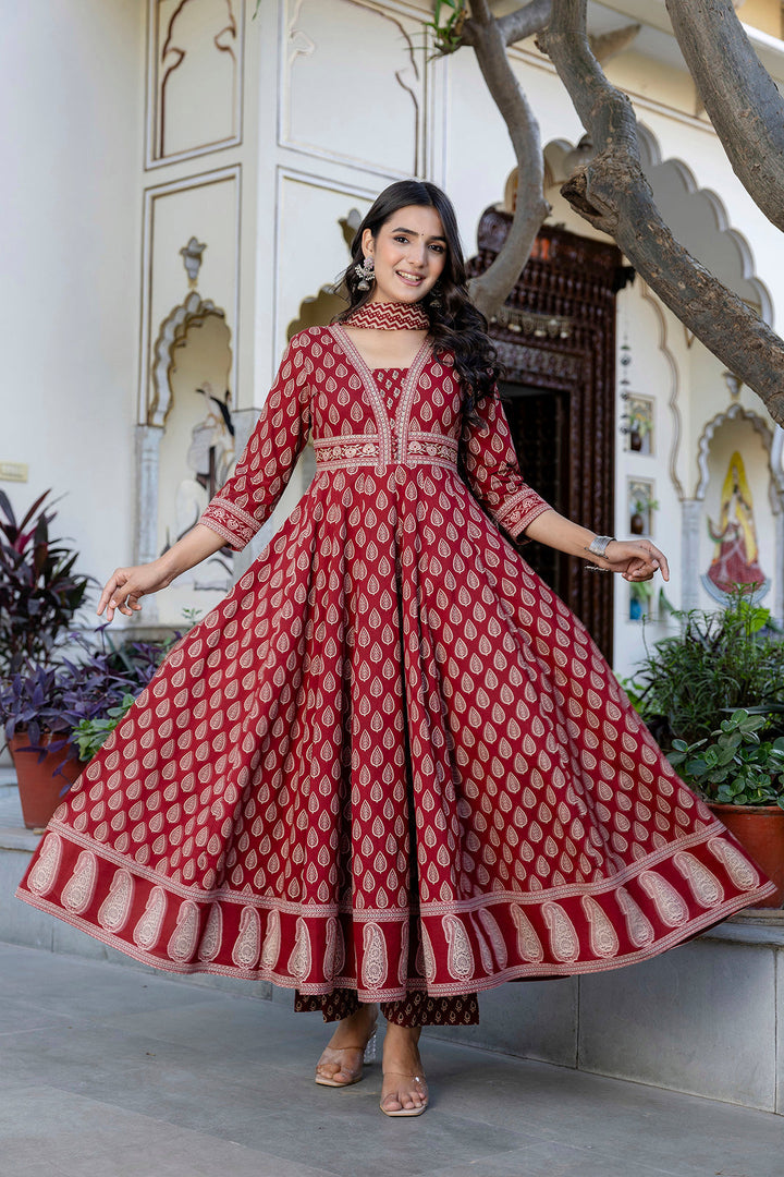 DUPATTA SET-Flared Pure Cotton