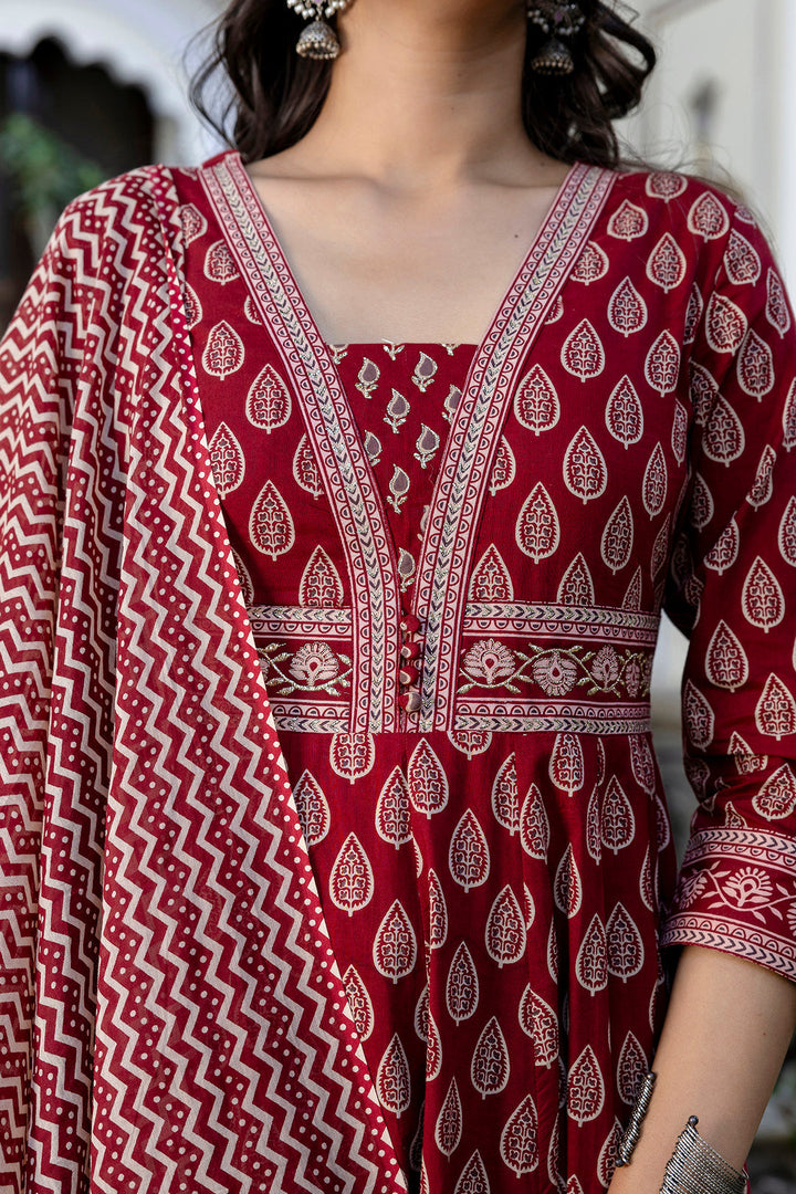 DUPATTA SET-Flared Pure Cotton