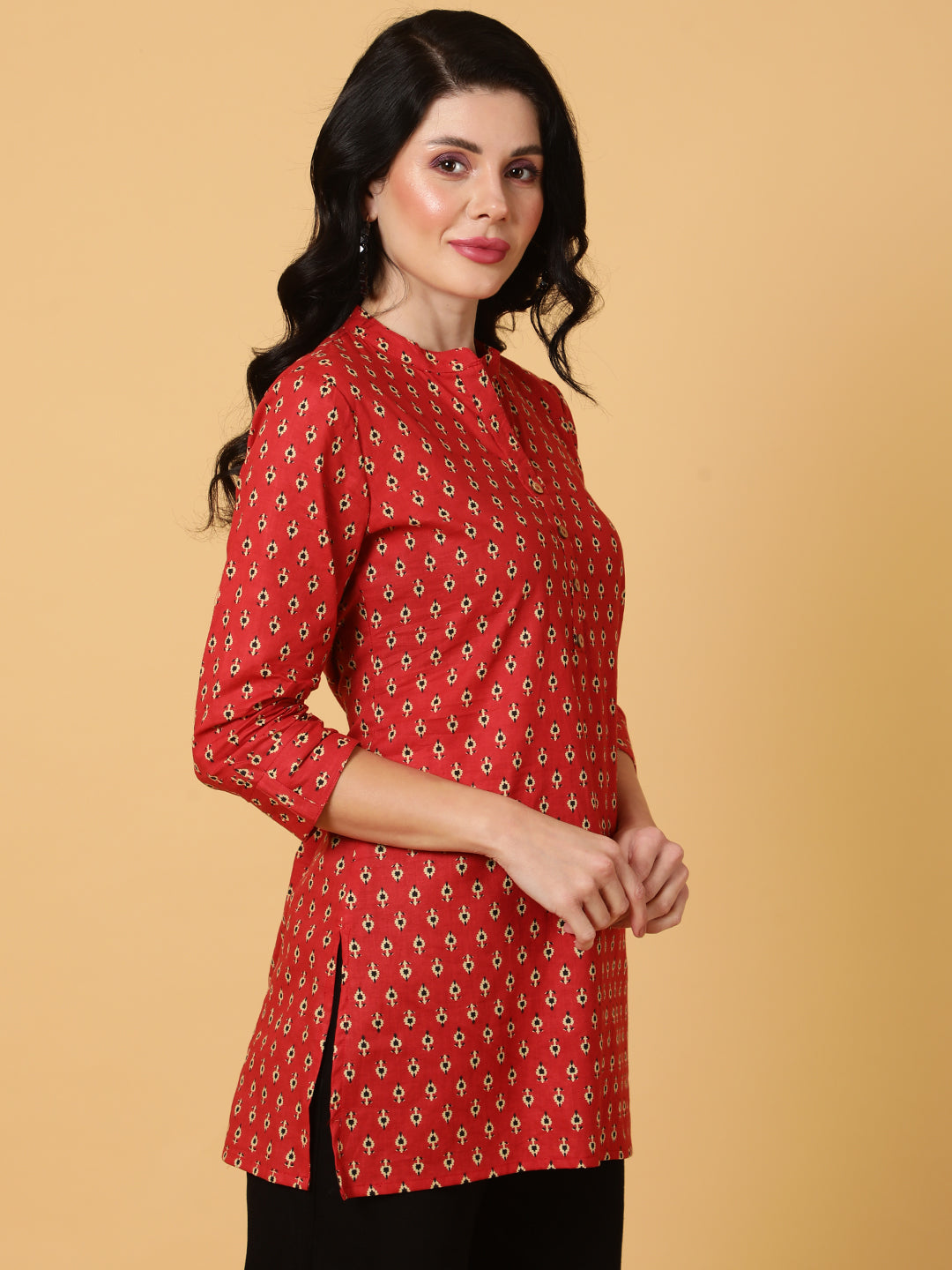 TOP-Cotton Short Length Printed Straight