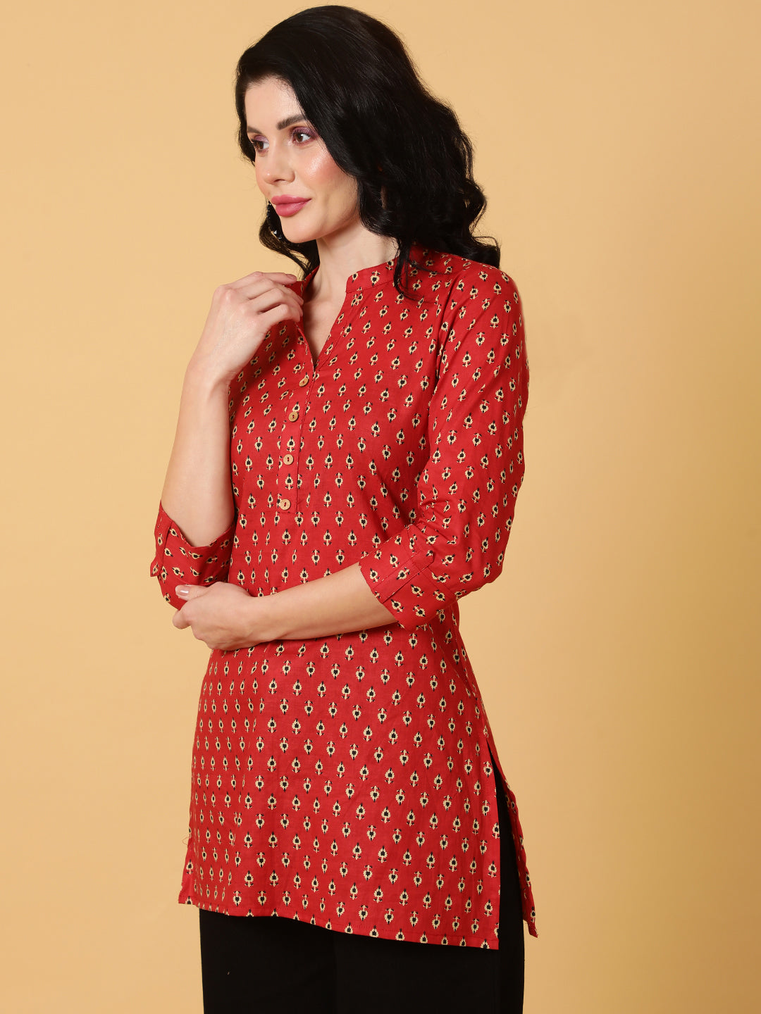 TOP-Cotton Short Length Printed Straight