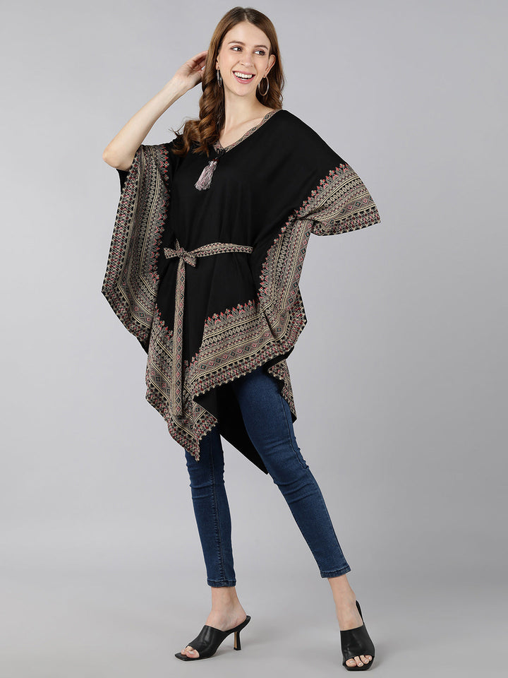 TOP - BLACK, RAYON KAFTAN