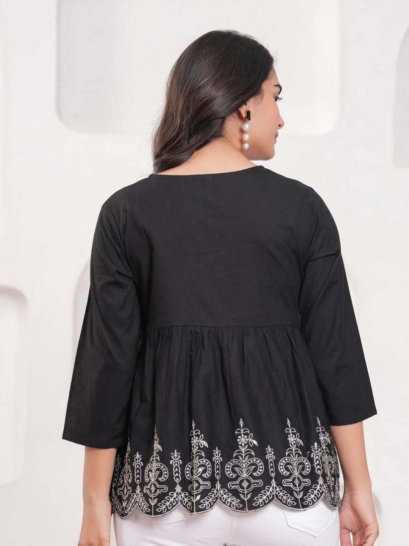 TOP-Cotton Embroidered