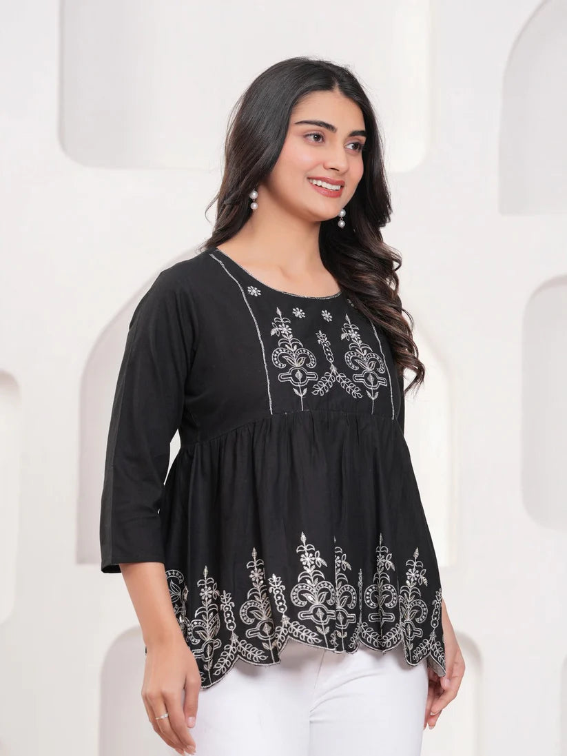 TOP-Cotton Embroidered