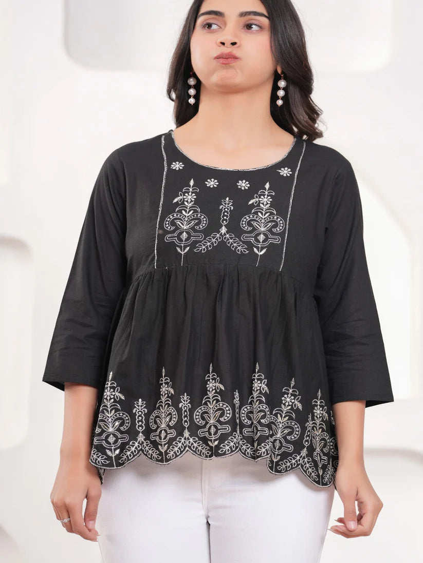TOP-Cotton Embroidered