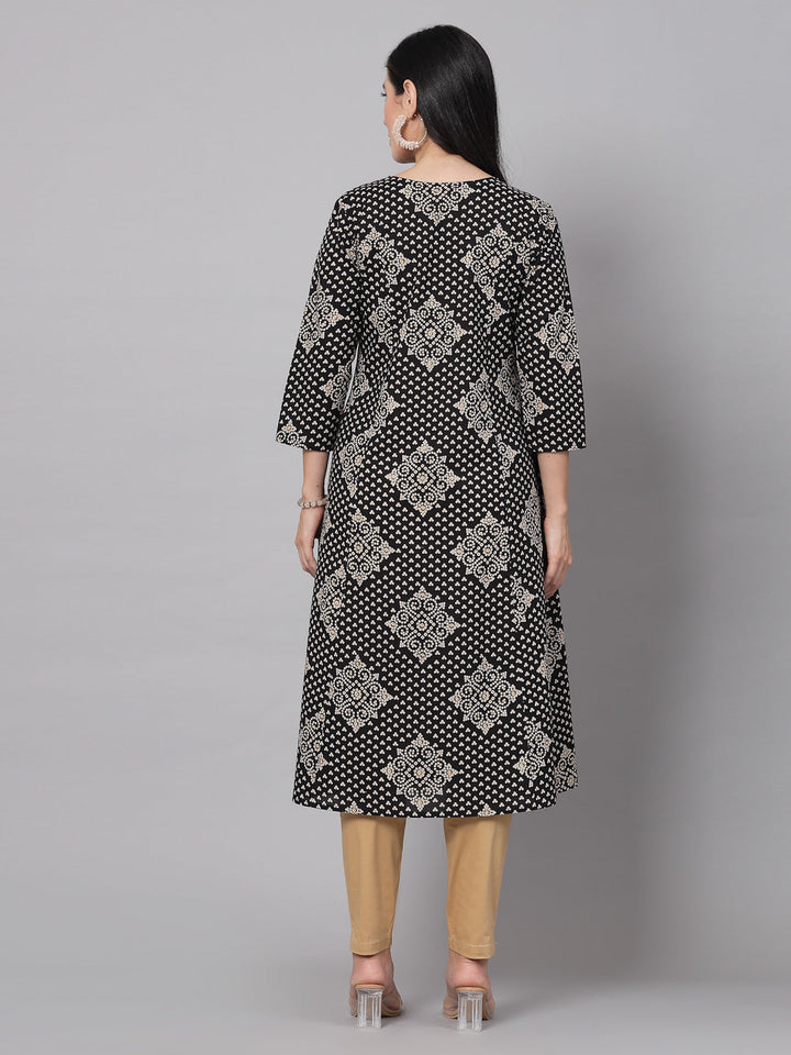 KURTA-Black Rayon Floral Printed Kurta
