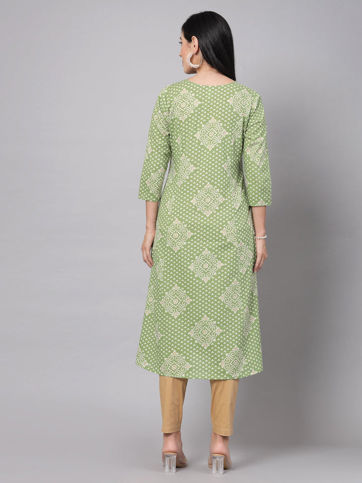 Green Rayon Floral Printed Kurta