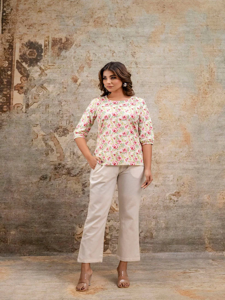 KURTA PANT-Off White Cotton Round Neck
