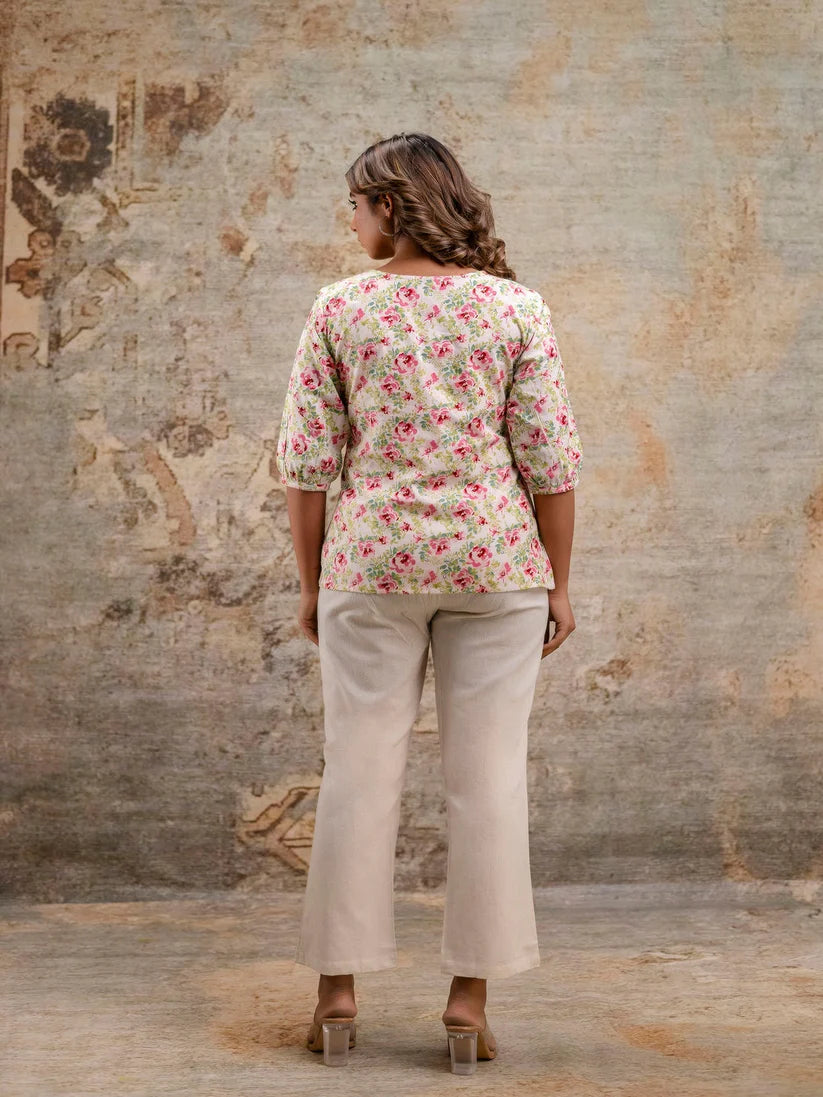 KURTA PANT-Off White Cotton Round Neck