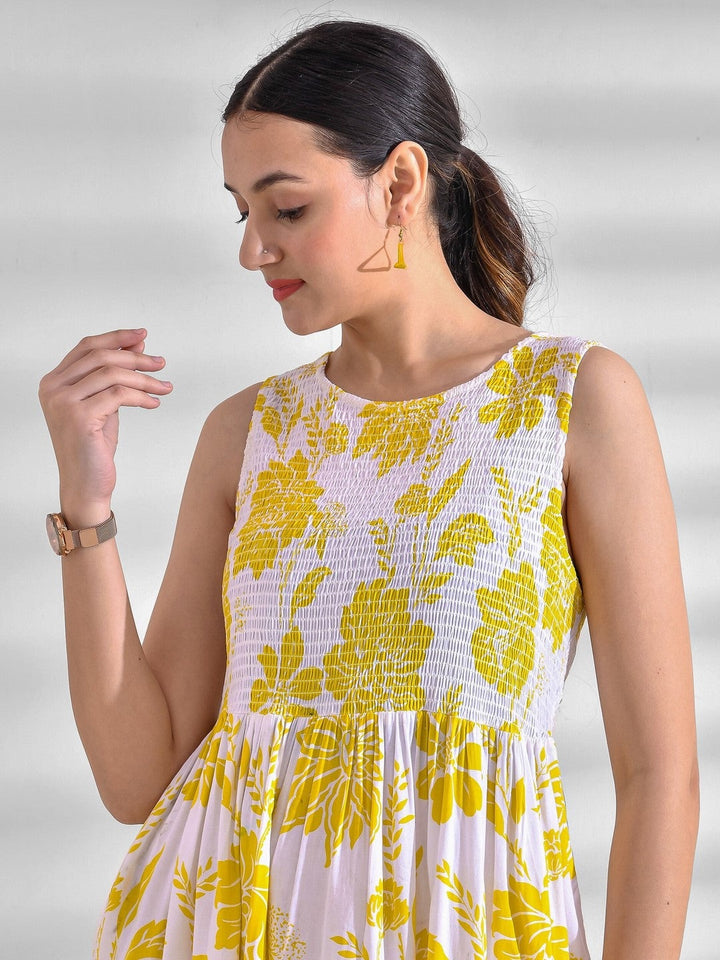 DRESS-Rayon Flared Printed Viscose