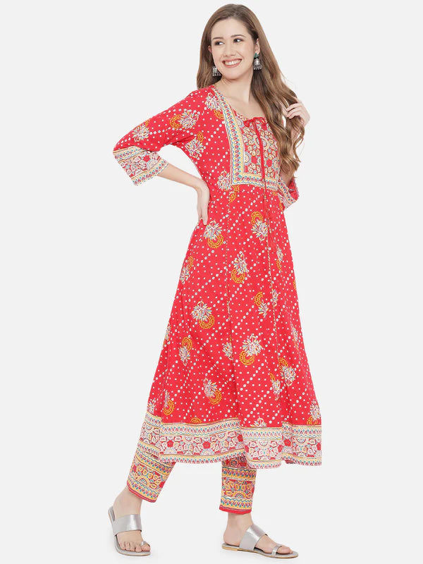 DUPATTA SET - RAYON, PRINTED LONG ANARKALI KURTA