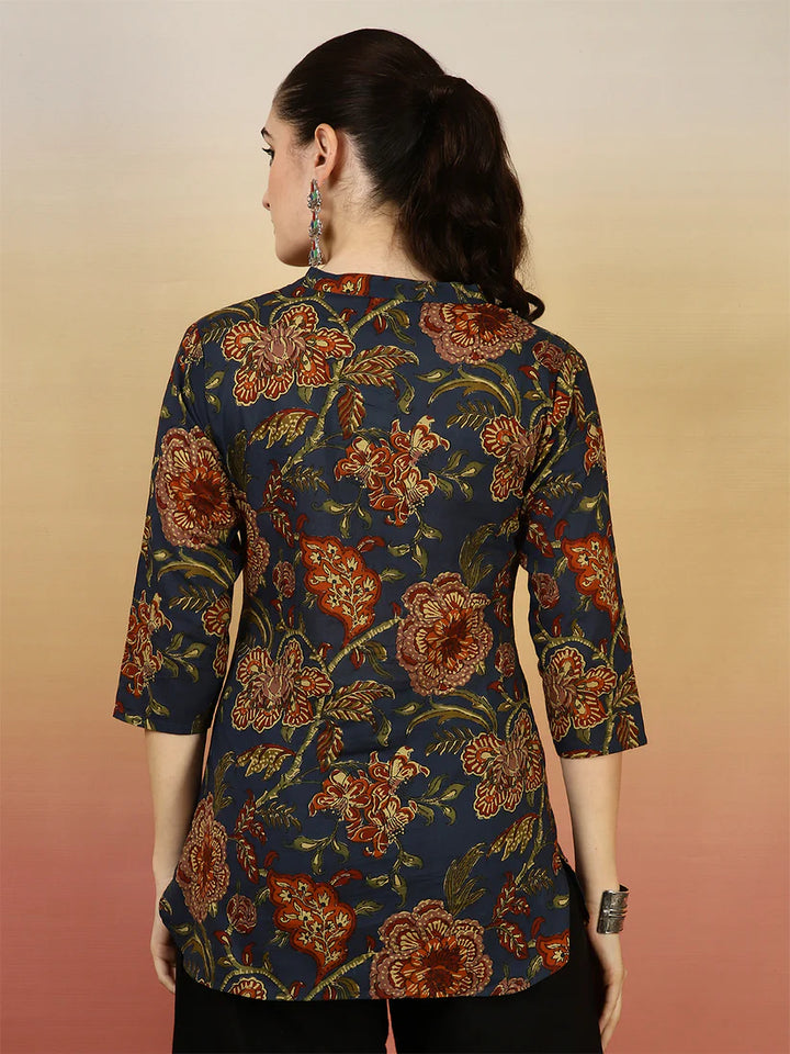 TOP-Floral Western Printed