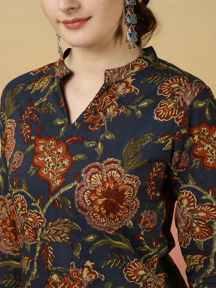 TOP-Floral Western Printed