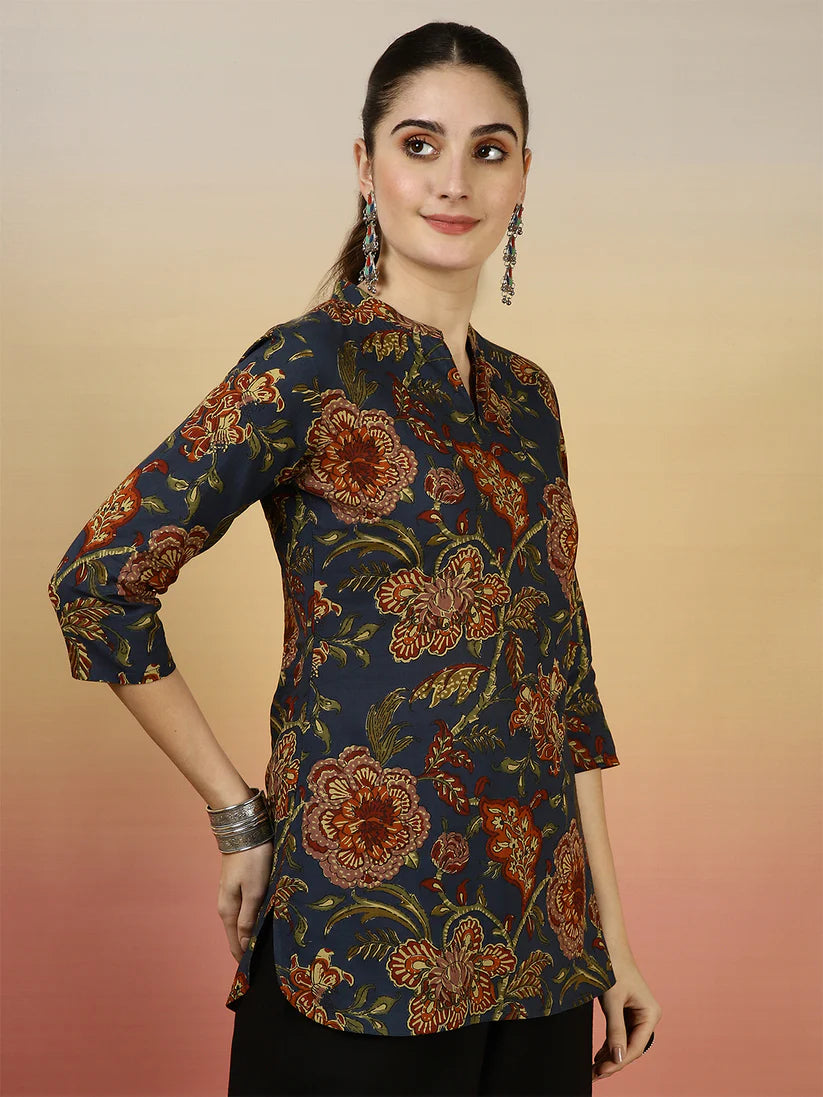 TOP-Floral Western Printed