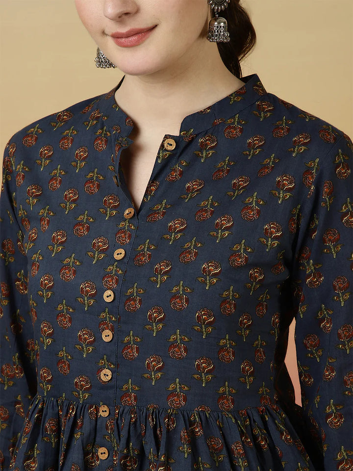 TOP-Floral Western Printed