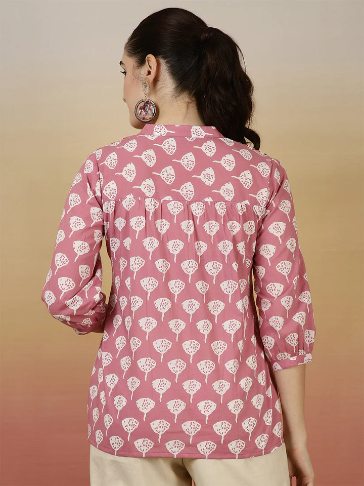 TOP-Floral Western Printed