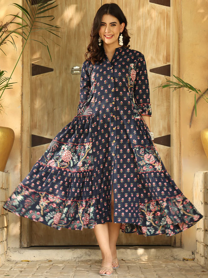 DRESS-Cotton Floral Printed