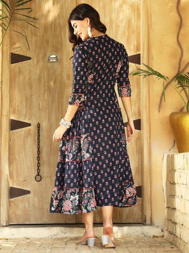DRESS-Cotton Floral Printed