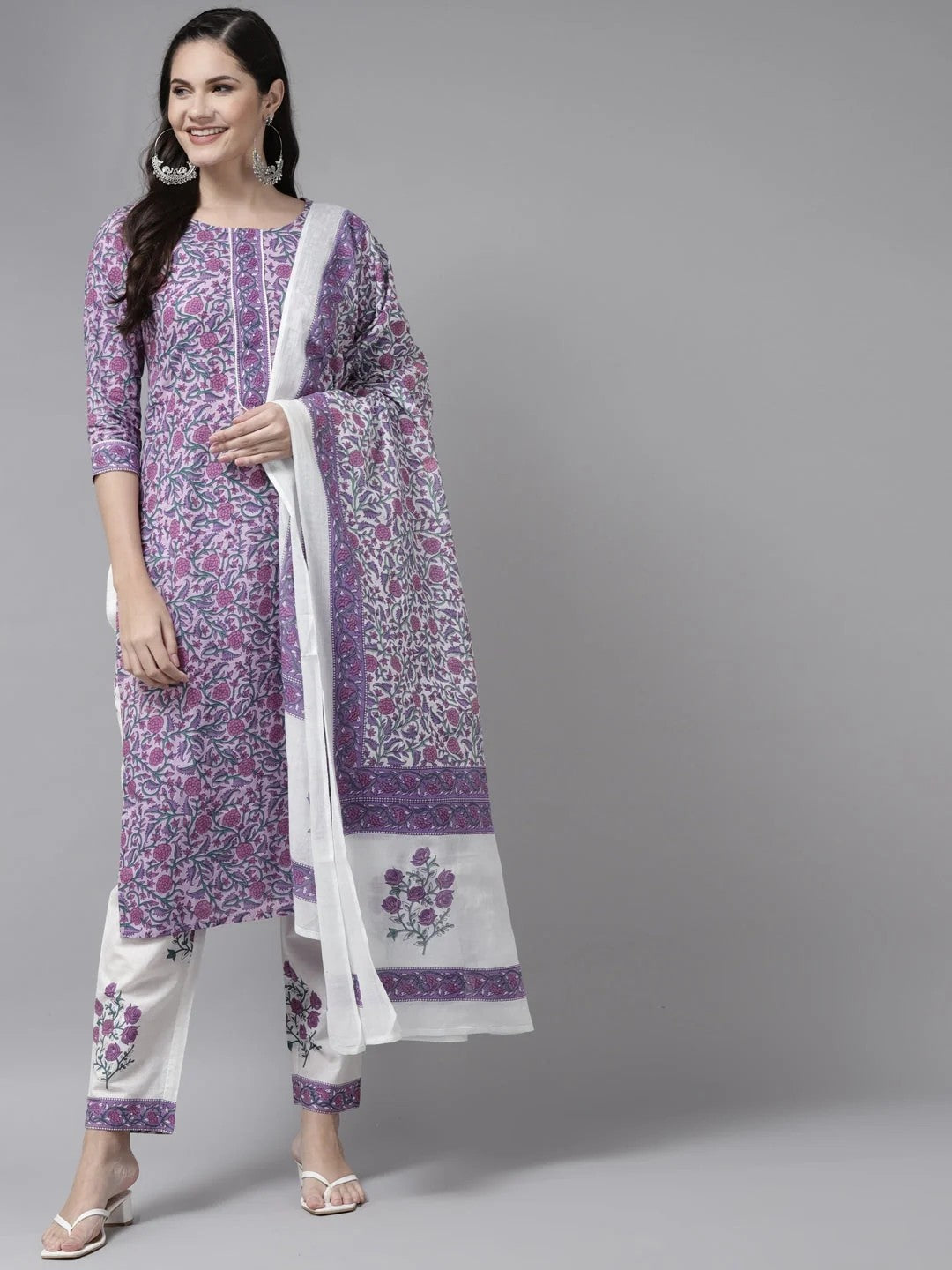 DUPATTA SET-Motifs Cotton Printed