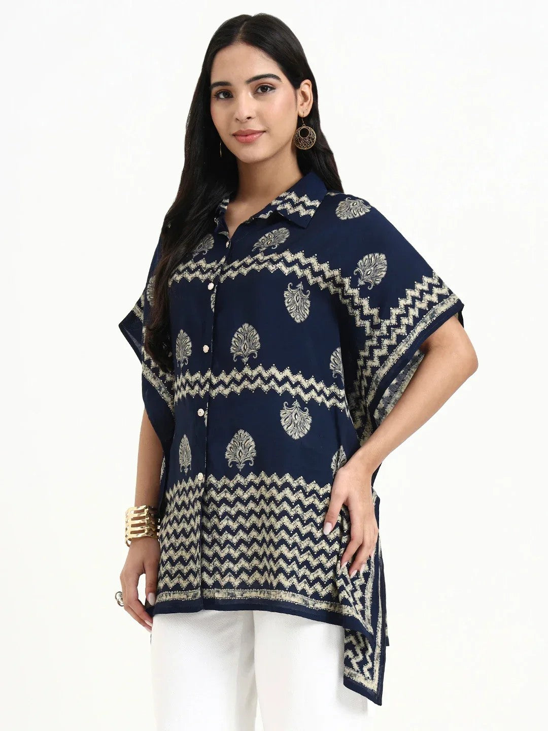 TOP-Kaftan Silk Blend Printed