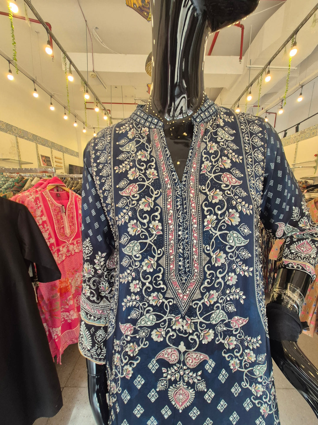 DUPATTA SET - Pure Crepe Dark Blue 102416