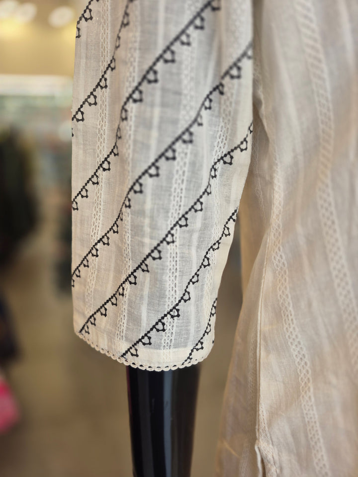 DUPATTA SET - Pure handloom cotton straight fit off white 102702