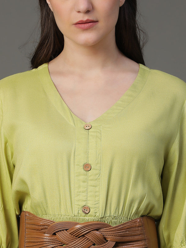 DRESS-P.Green Rayon Dress with flare