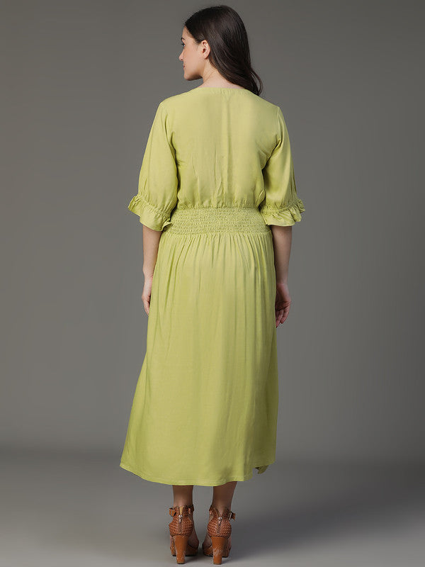 DRESS-P.Green Rayon Dress with flare