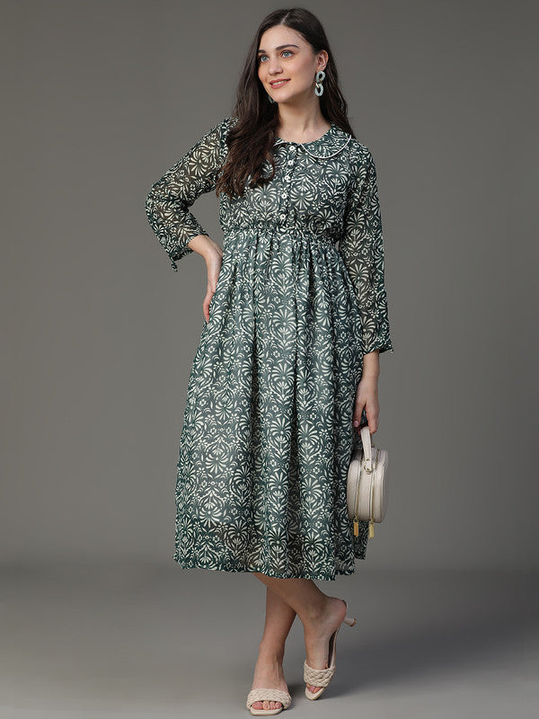 DRESS - GREEN FLORAL