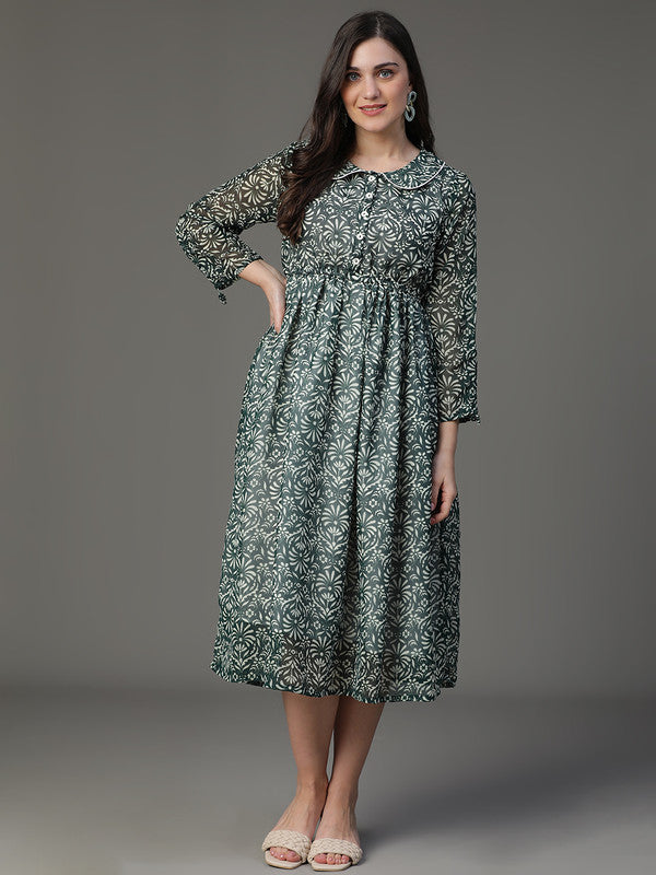 DRESS - GREEN FLORAL