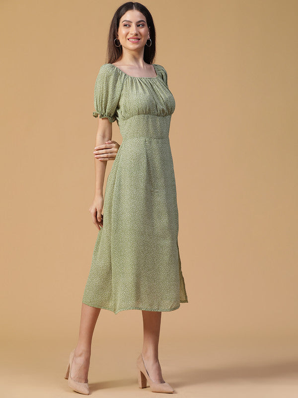DRESS-Olive Summer cool Printed Dress