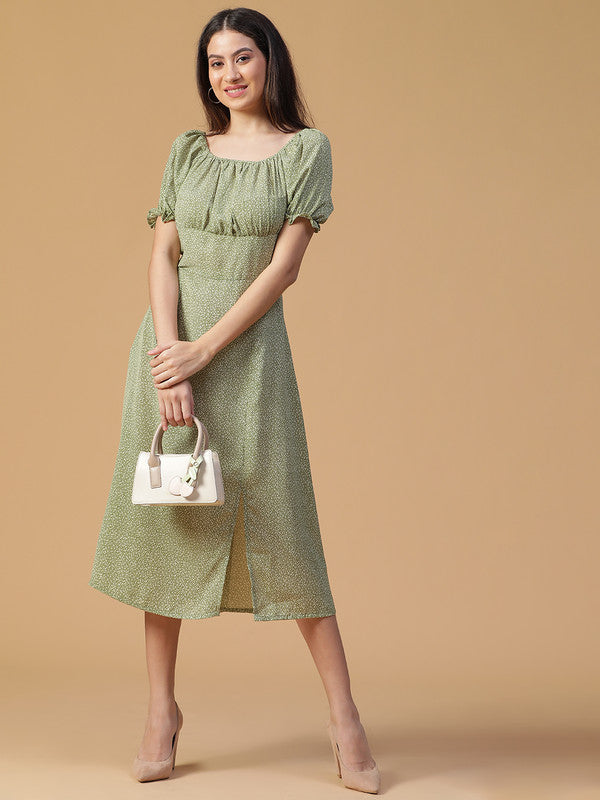 DRESS-Olive Summer cool Printed Dress