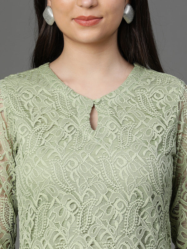 TUNIC-Green Color net fabric