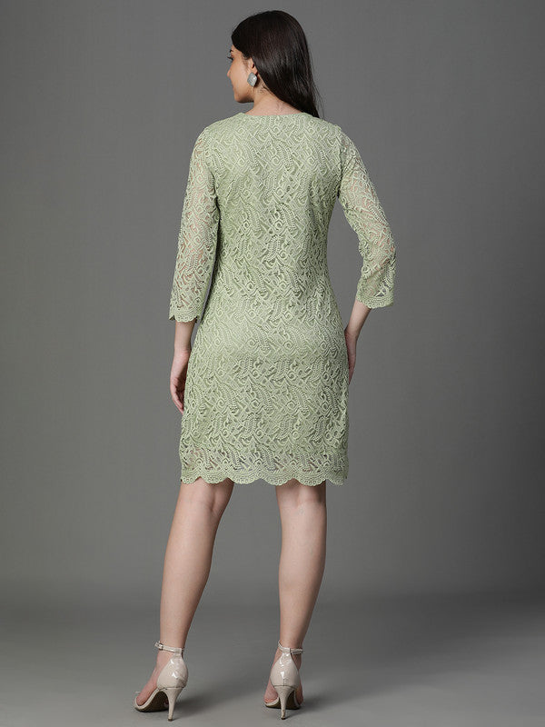 TUNIC-Green Color net fabric